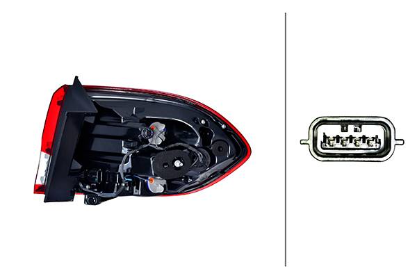 HELLA 2SD 012 311-111 Heckleuchte - Hybrid - äusserer Teil - links