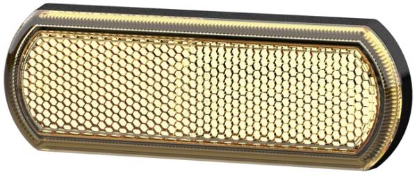 HELLA 8RA 013 403-021 Rückstrahler - Shapeline Tech - Lichtscheibenfarbe: gelb - geklebt - für waage
