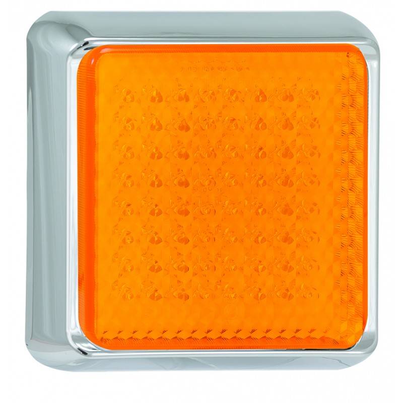 LED Blinkleuchte, Serie 125, verchromt, 12/24 Volt, 145 mm x 145 mm, ECE geprüft