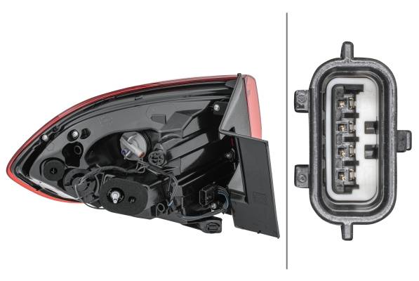 HELLA 2SD 012 311-121 Heckleuchte - Hybrid - äusserer Teil - rechts