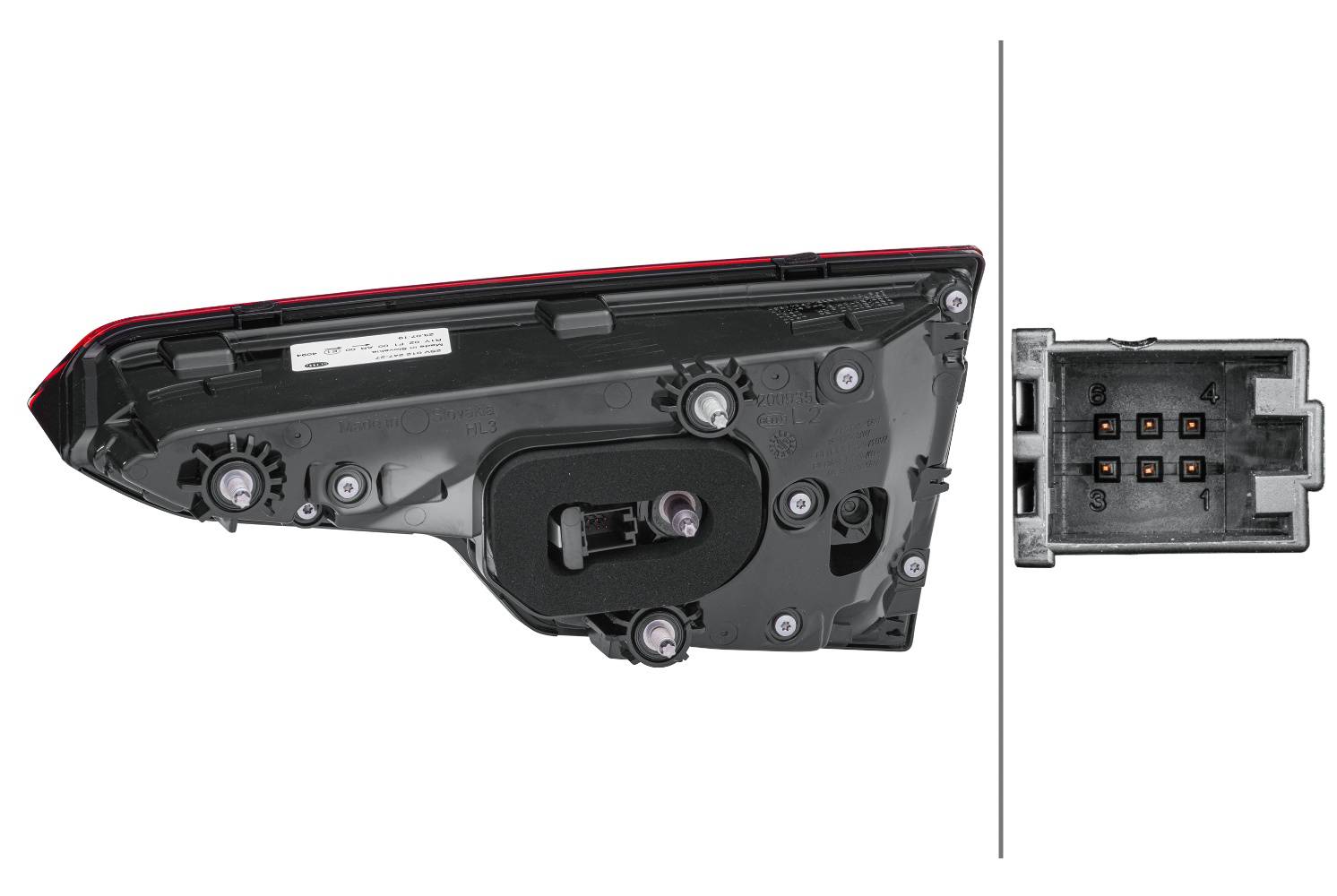 HELLA 2SV 012 247-271 Heckleuchte - LED - schwarz - innerer Teil - links - für u.a. Audi (Faw) A4L (