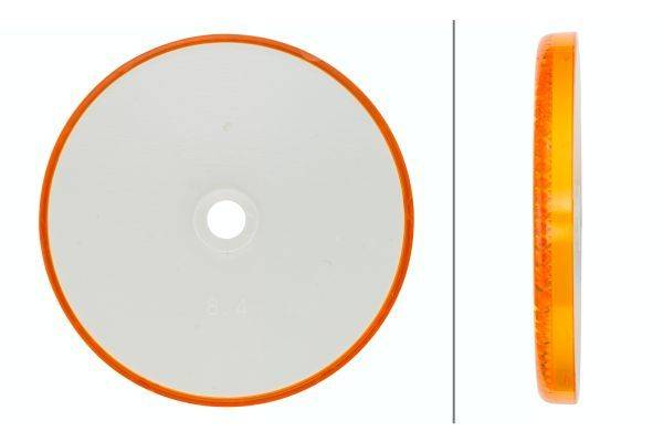 HELLA 8RA 002 014-872 Rückstrahler - Lichtscheibenfarbe: gelb