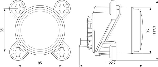 HELLA 1B0 015 050-031 LED-Hauptscheinwerfer - 90mm Essential R80 - 12/24V - rund - Einbau - Stecker: