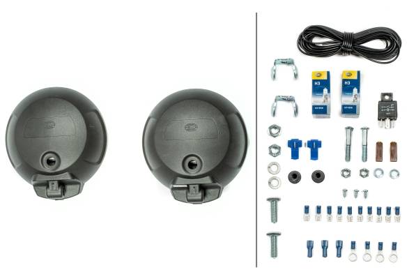 HELLA 1F6 010 952-801 FF/Halogen-Fernscheinwerfersatz - Comet FF 500 - 12V - rund - Anbau - glasklar