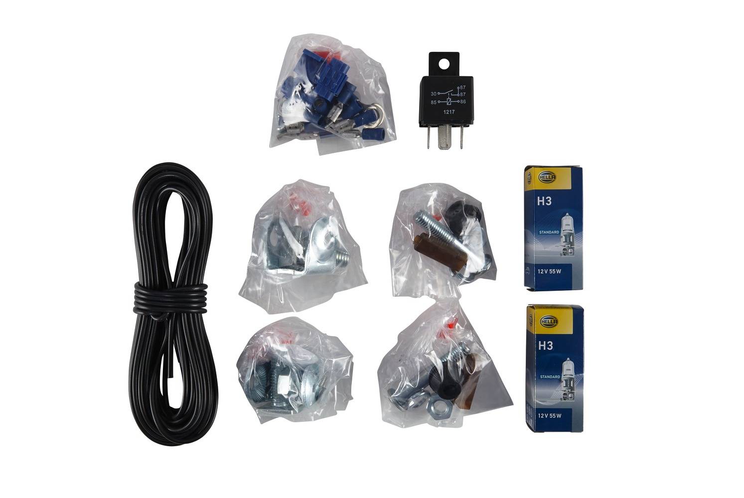 HELLA 1F6 010 952-801 FF/Halogen-Fernscheinwerfersatz - Comet FF 500 - 12V - rund - Anbau - glasklar