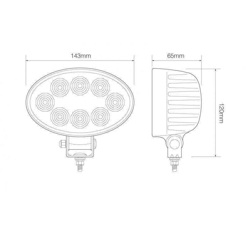LED Arbeitsscheinwerfer, ECE R10, Oval, 18 Watt, 12/24 Volt