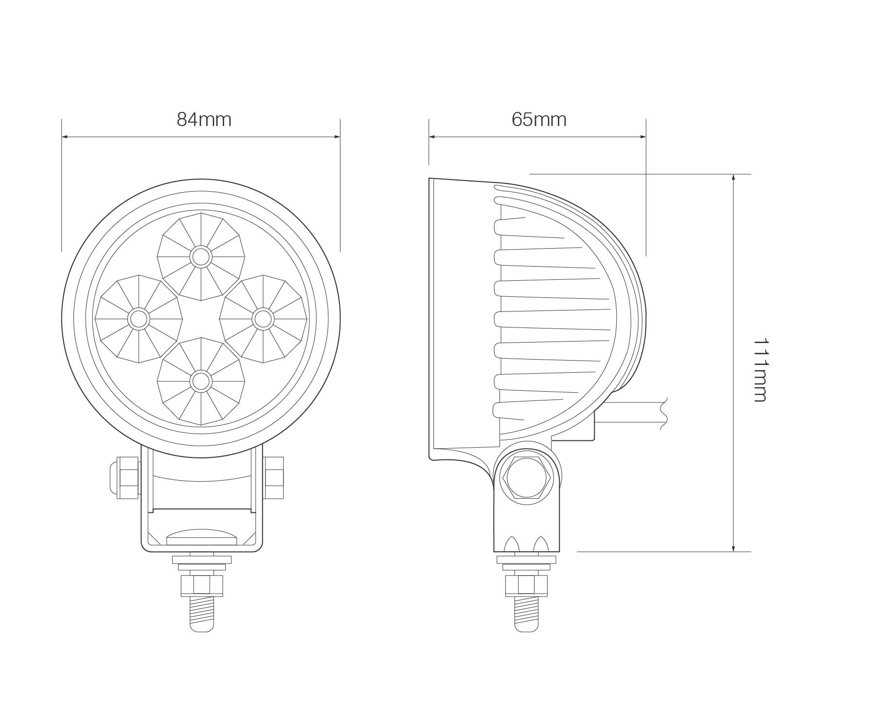 LED Arbeitsscheinwerfer, ECE R10, Gehäuse Schwarz, Rund, 12 Watt, 12/24 Volt