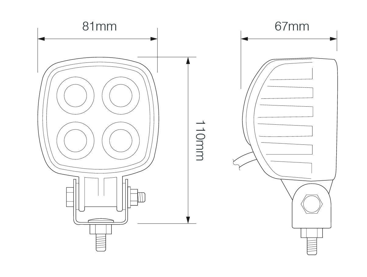 LED Arbeitsscheinwerfer, Serie 8112, Staplerleuchte, Gehäuse schwarz, 10-80 Volt