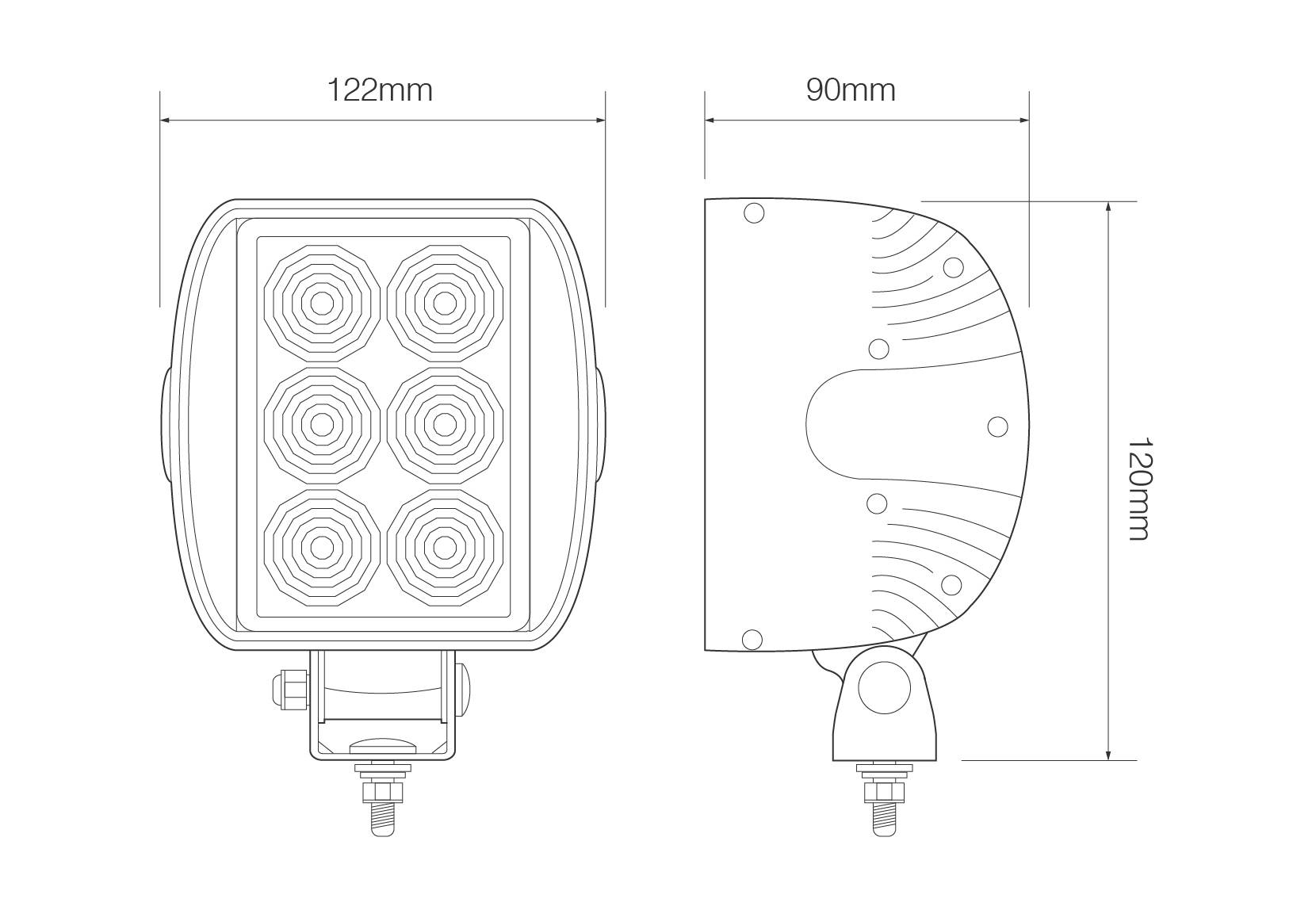 LED Arbeitsscheinwerfer, ECE R10, Rechteckig, 18 Watt, 12/24 Volt