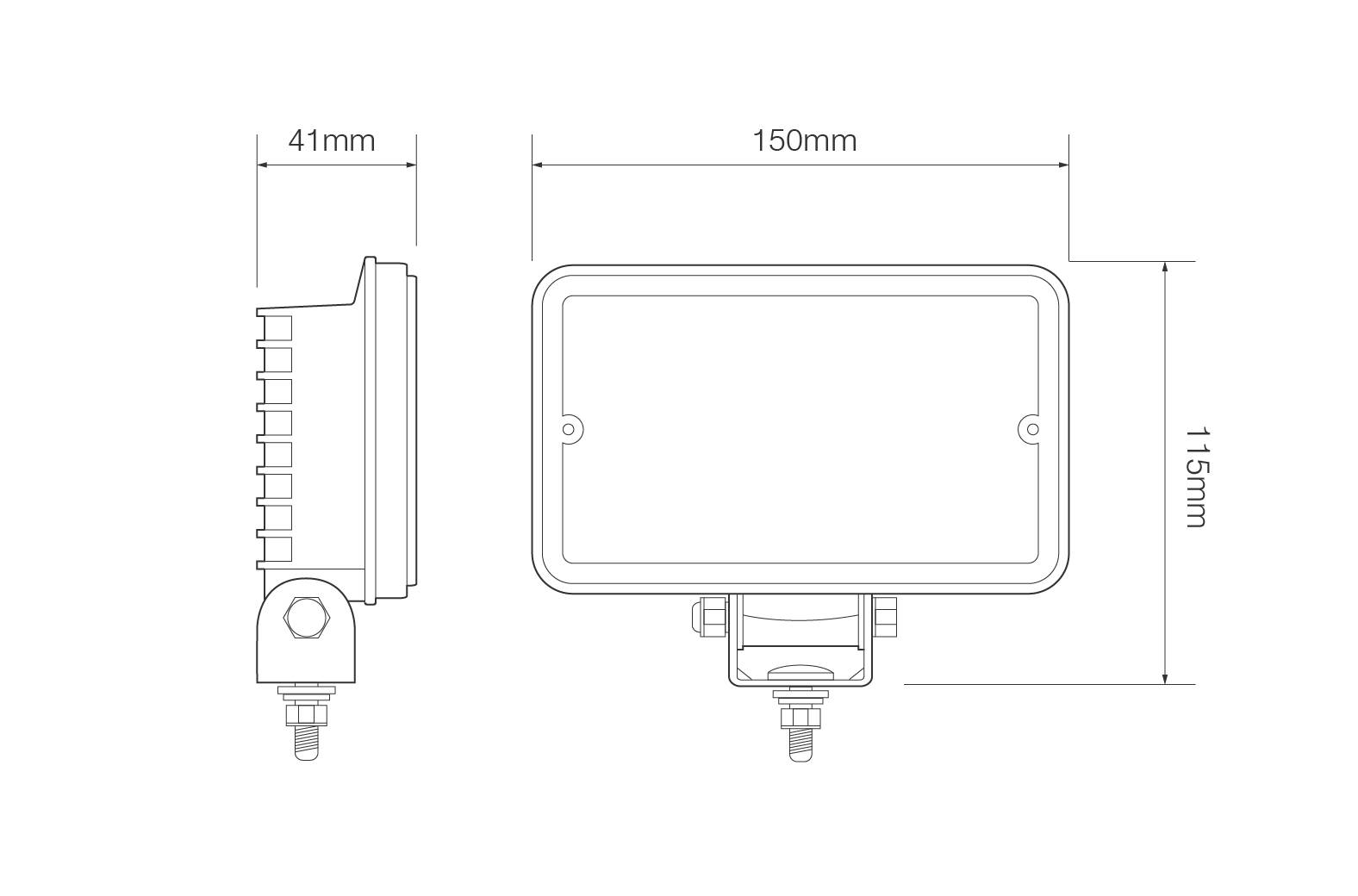 LED Arbeitsscheinwerfer, rechteckig, Gehäuse weiß, ECE-R10, Flutlicht, Aufbau