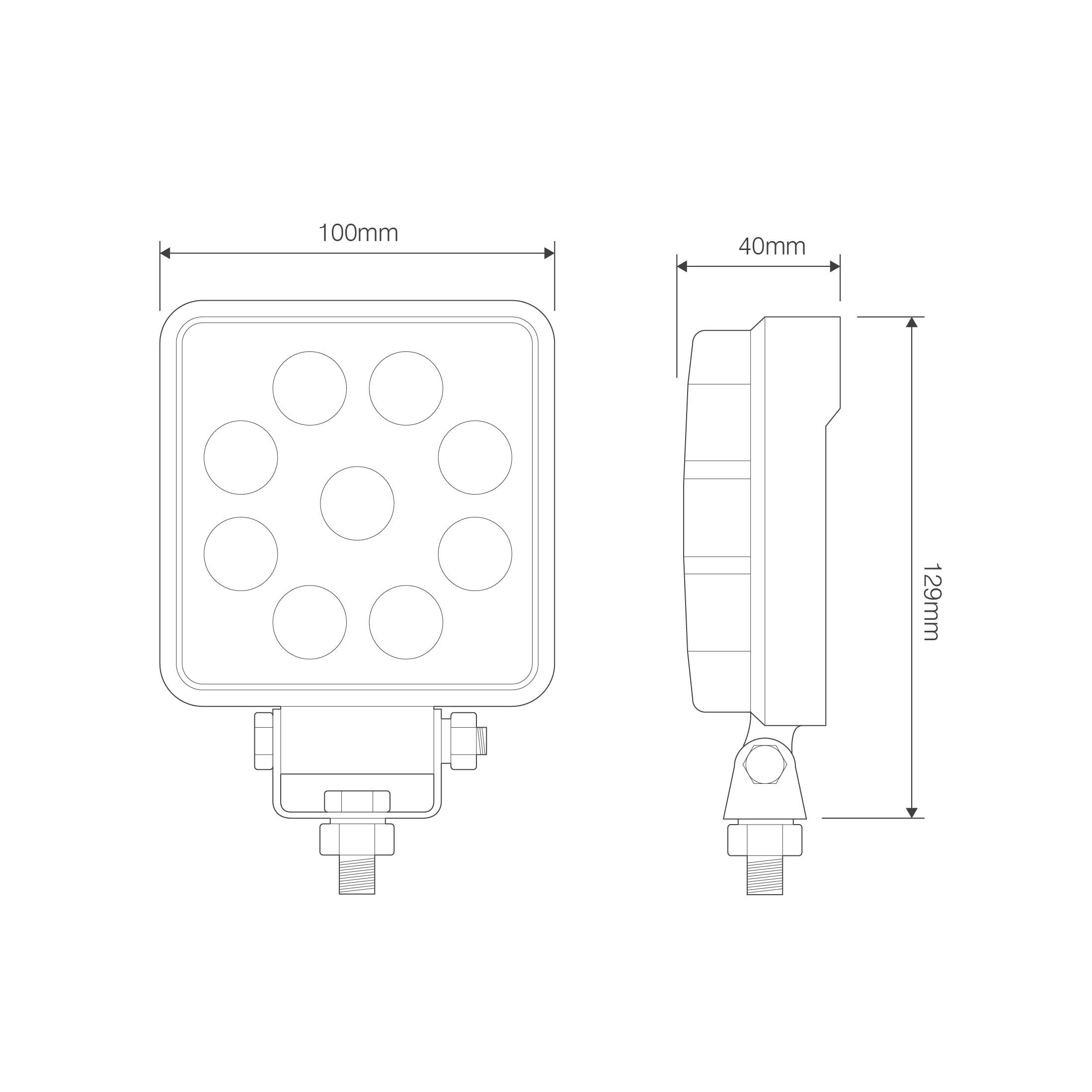 LED Arbeitsscheinwerfer, Serie 10015, Quadratisch, ECE-R23, ECE-R10 12/24 Volt, Flutlicht
