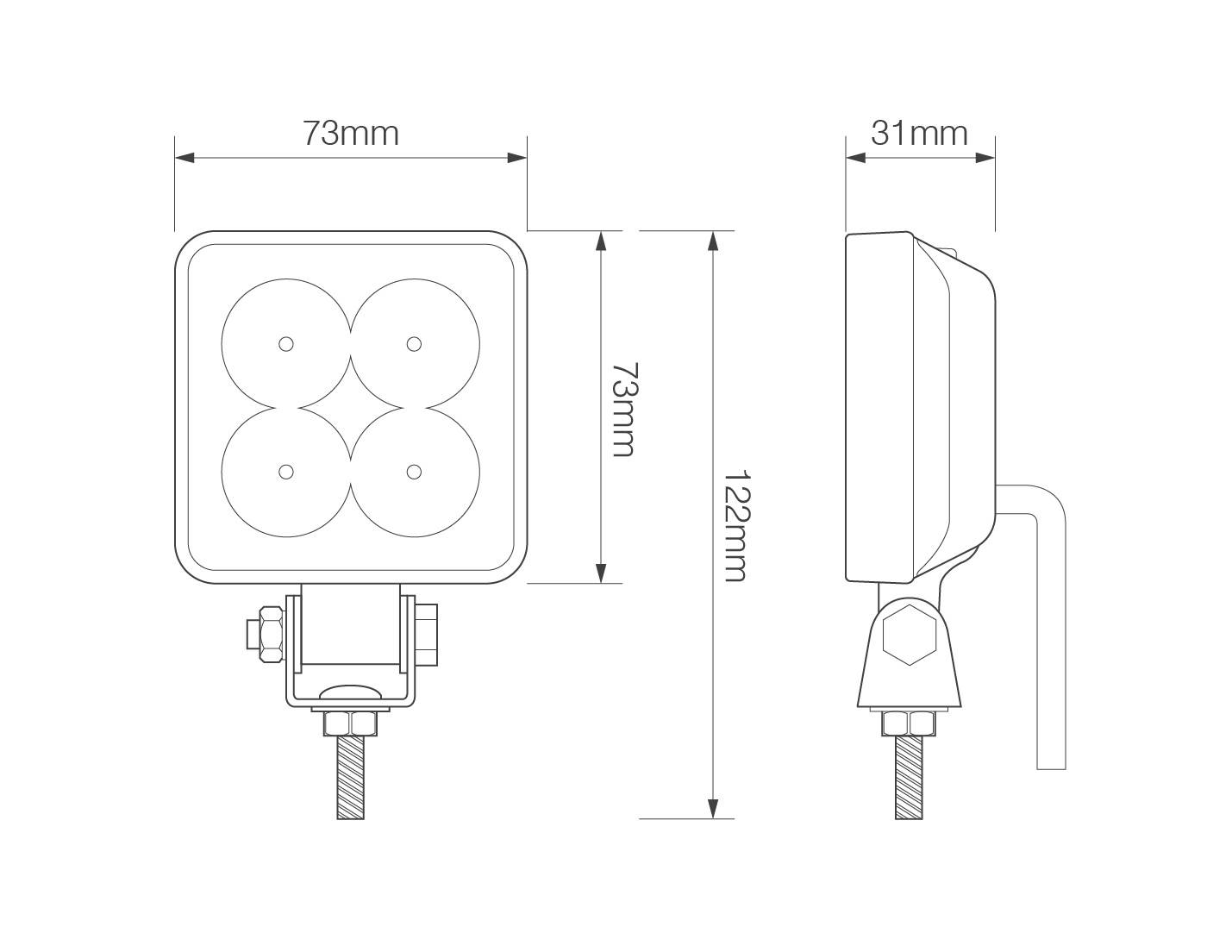 LED Arbeitsscheinwerfer, Rückfahrscheinwerfer, Aufbau, ECE-R23 geprüft