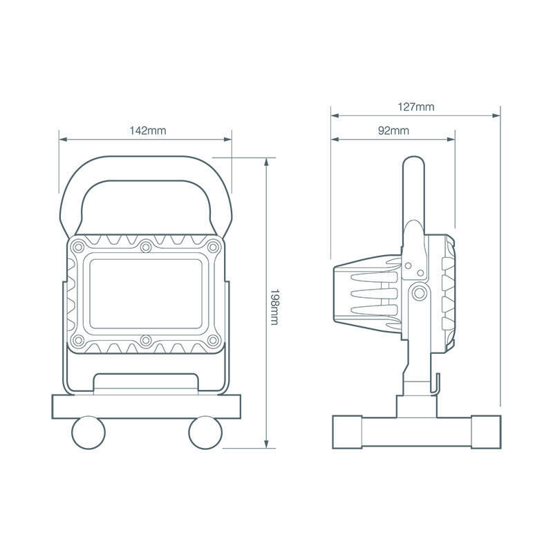Arbeitsleuchte, Akku, 6 x 3 Watt, 1200 Lumen, H-Ständer
