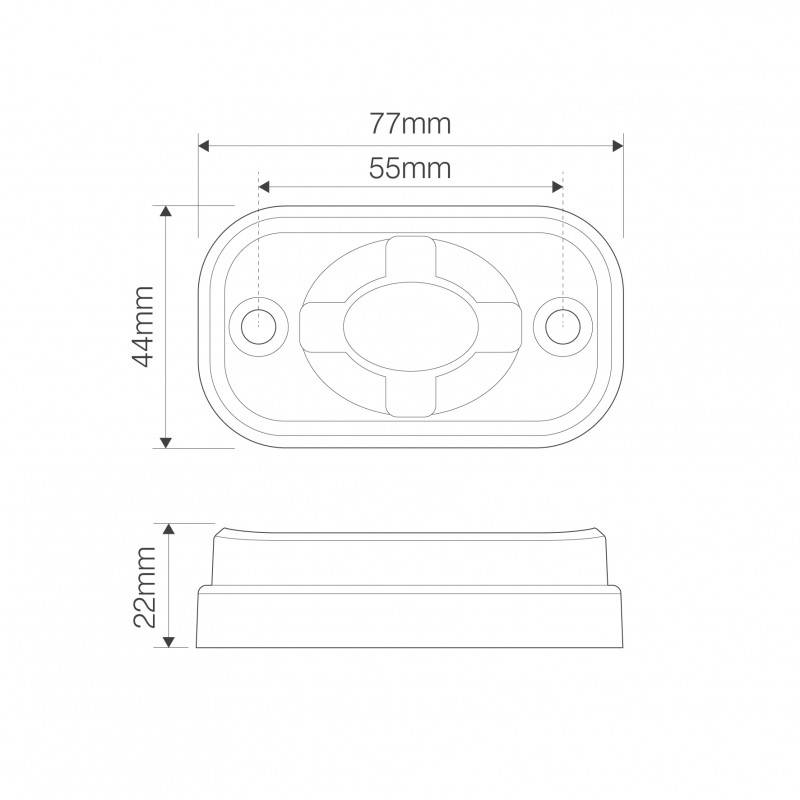 Kompakte LED Leuchte, weiße Blende, 12/24 Volt, 22 mm Aufbauhöhe, 570 Lumen