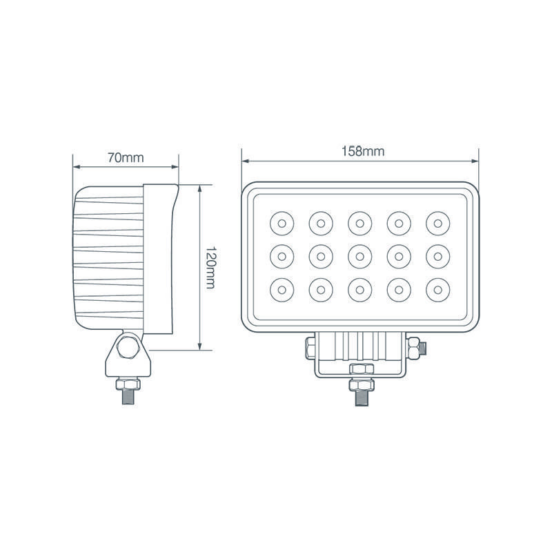 LED Arbeitsscheinwerfer, Serie Redline, Rechteckig, 45 Watt, 12/24 Volt, Flutlicht