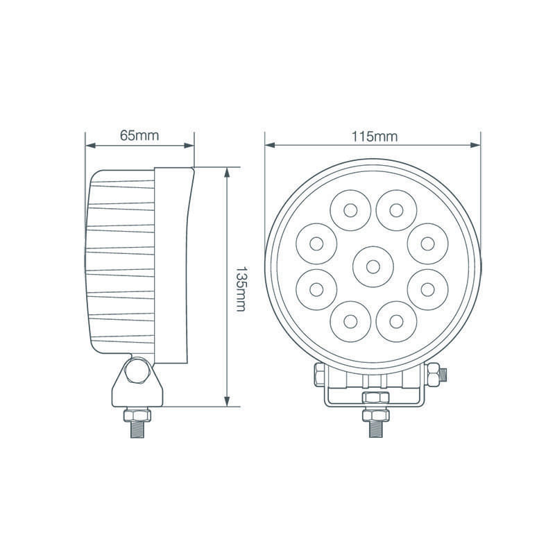 LED Arbeitsscheinwerfer, Serie Redline, Rund, 27 Watt, 12/24 Volt, Flutlicht