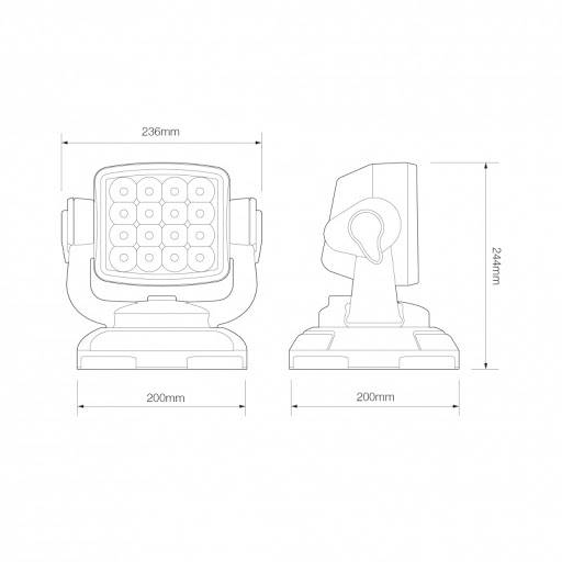 Suchscheinwerfer, LED, mit Fernsteuerung, Magnetsockel, 80 Watt