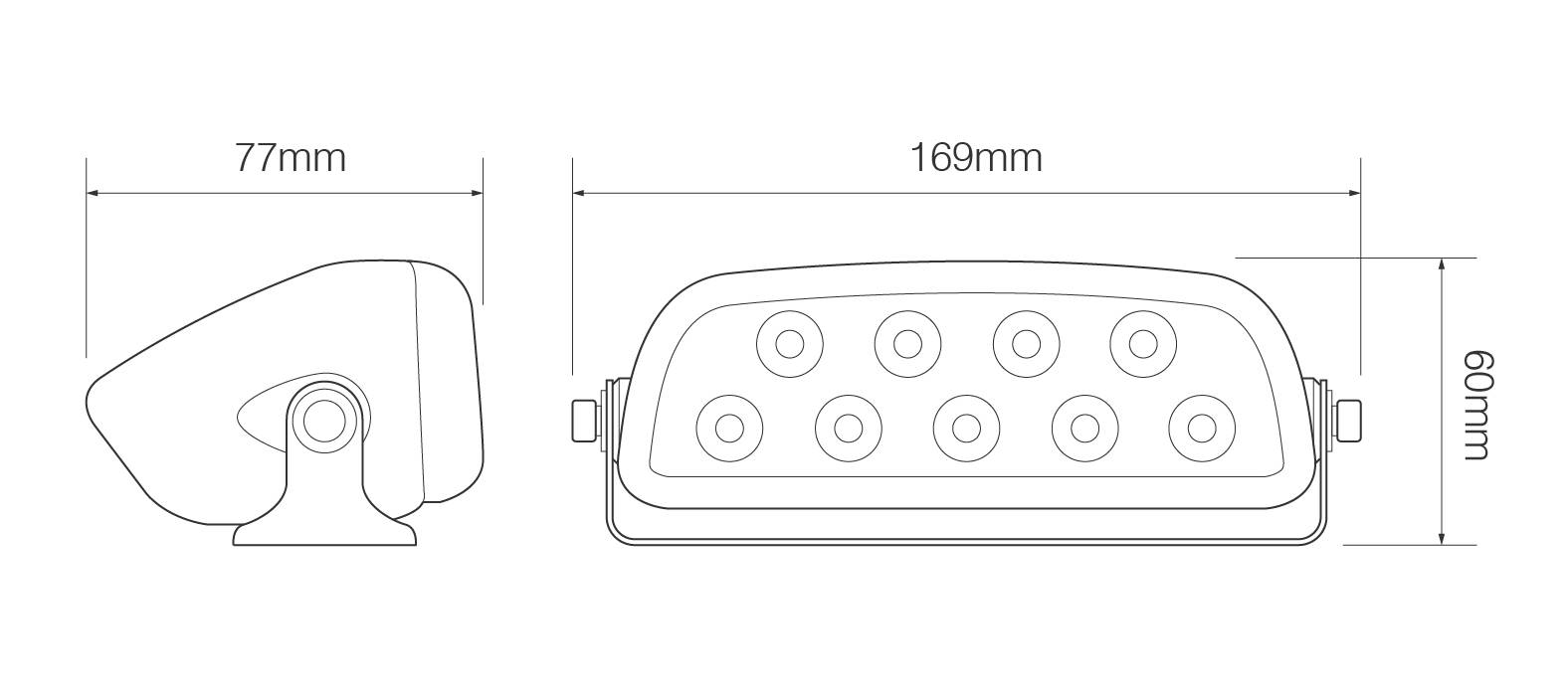 LED Arbeitsscheinwerfer, Gehäuse schwarz, Serie 7790BM, 9 Watt, 12/24 Volt, Flutlicht