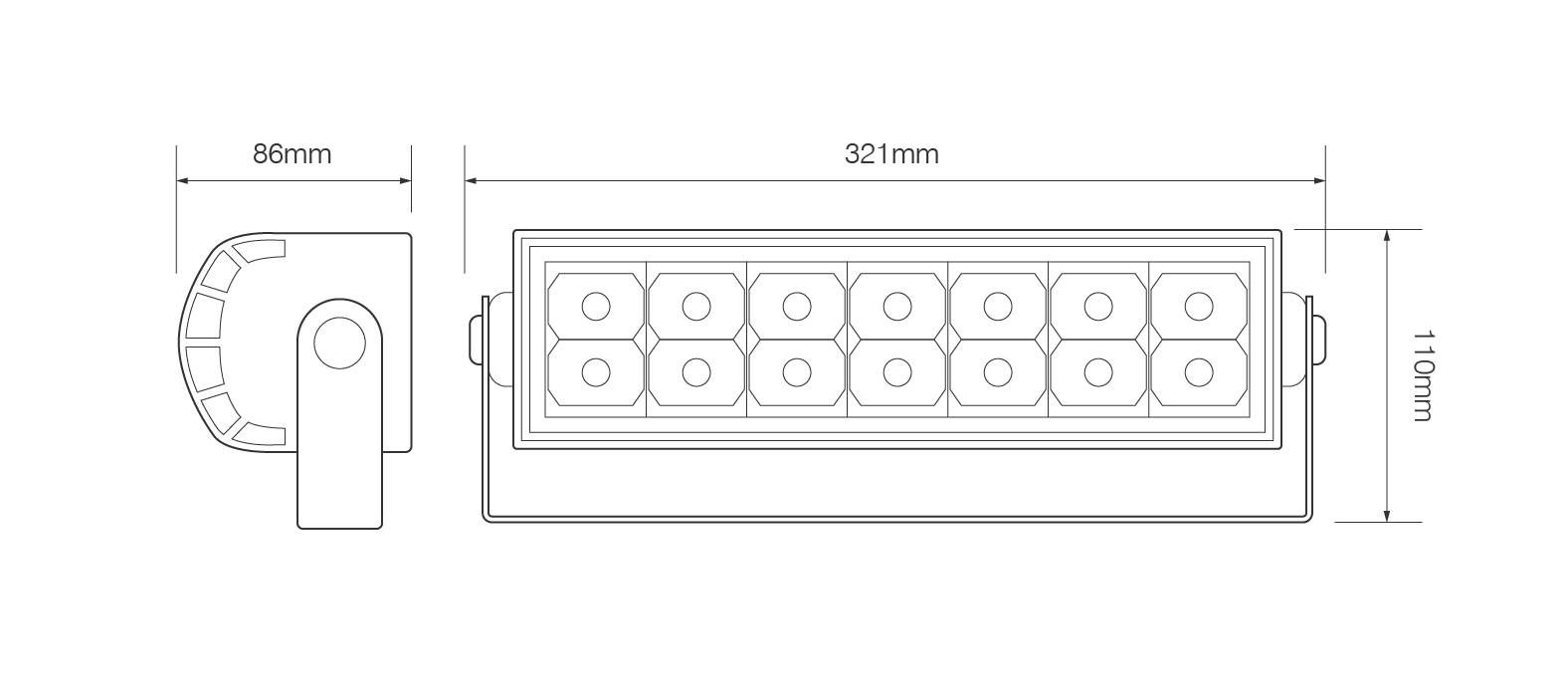 LED Arbeitsscheinwerfer, Serie 85, 12/24 Volt, 14 LEDs, Flutlicht