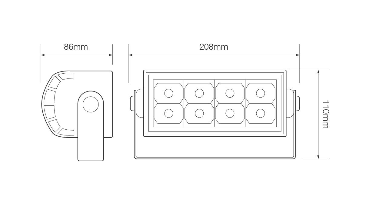 LED Arbeitsscheinwerfer, Serie 85, 8 LEDs, 12/24 Volt, Flutlicht