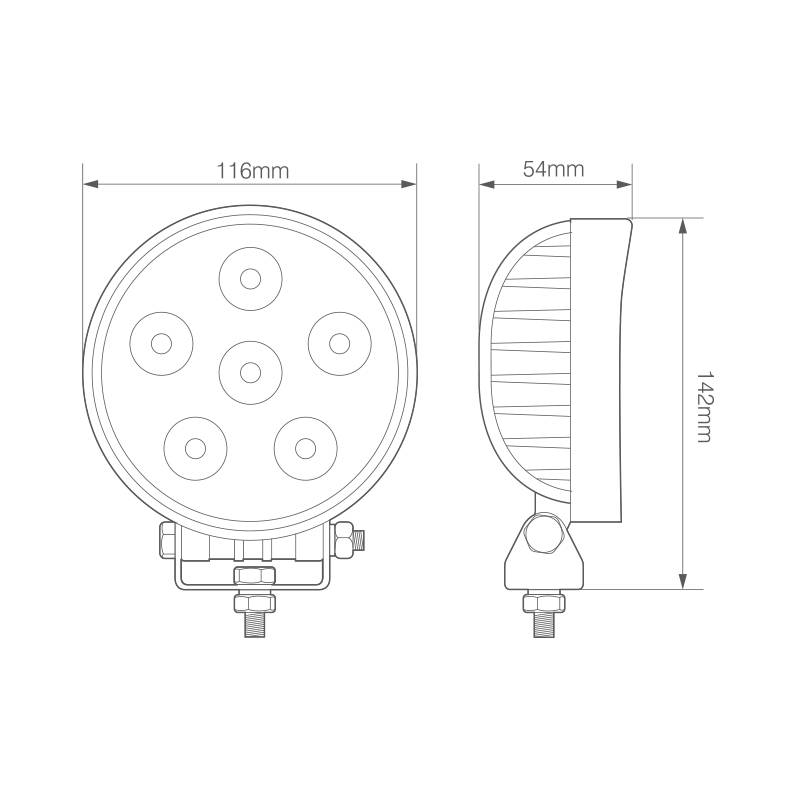 LED Arbeitsscheinwerfer, Serie Redline, Rund, 18 Watt, 12/24 Volt, Flutlicht