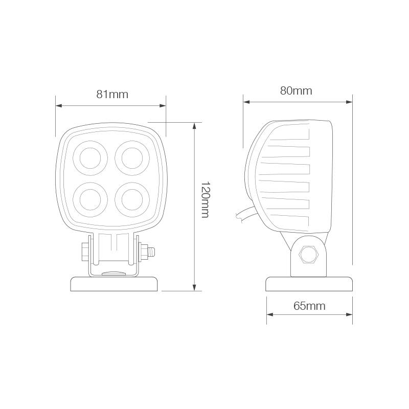 LED Arbeitsscheinwerfer, Serie 8112BM, Magnetsockel, Gehäuse schwarz, 12 Watt