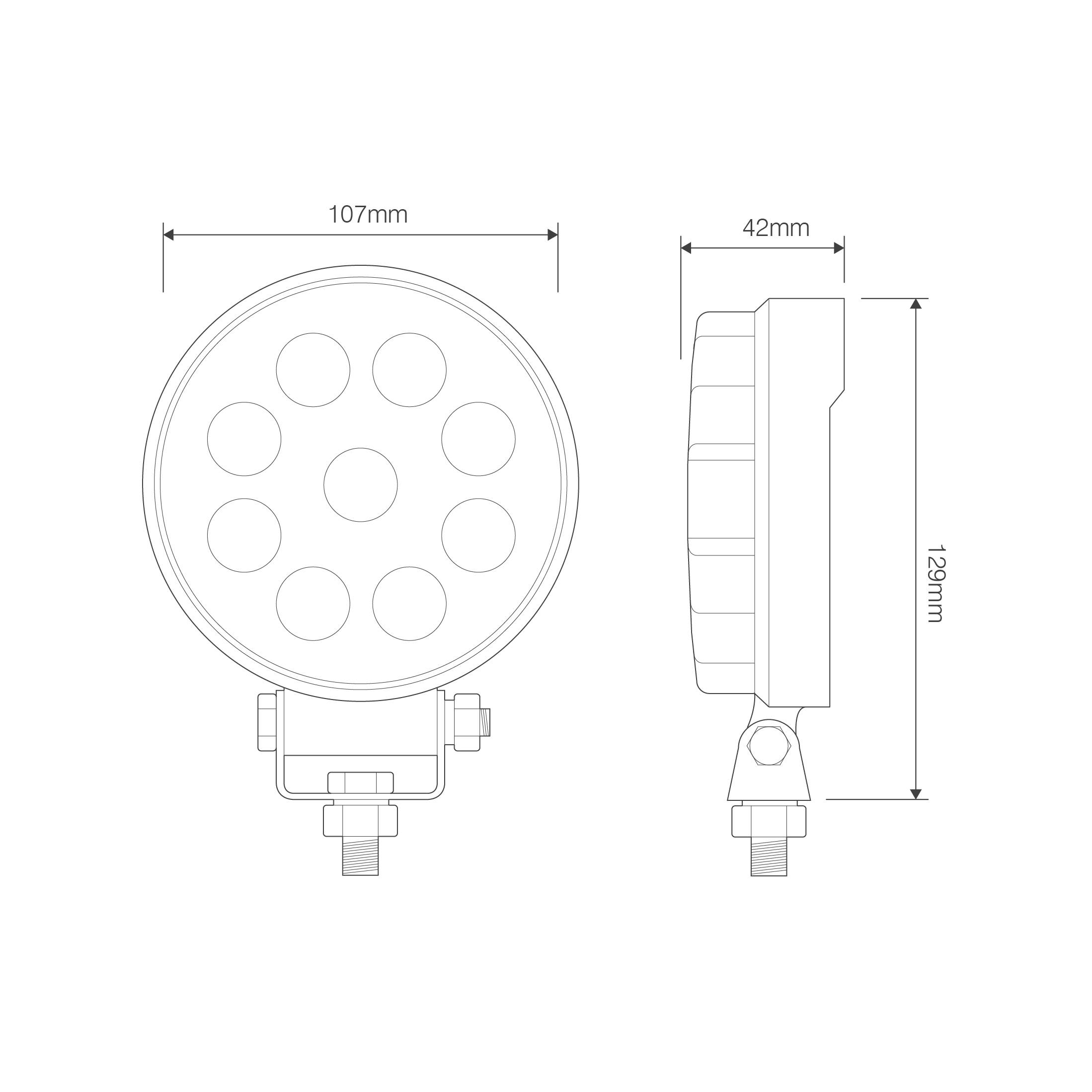 Runder LED Arbeitsscheinwerfer, 1710 Lumen, ECE-R10 geprüft