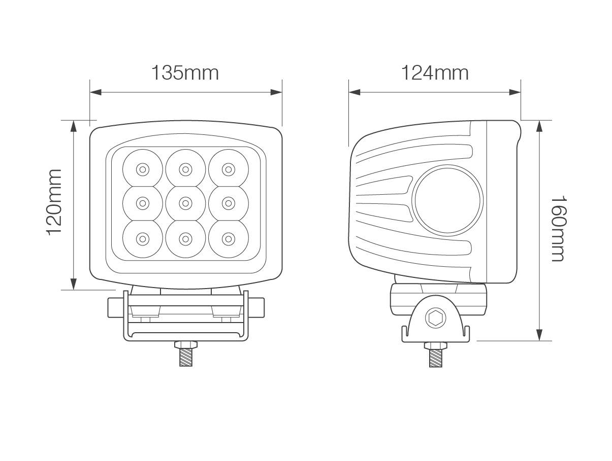 LED Arbeitsscheinwerfer, Serie 13590, HighClaas, ECE-R10, 12/24 Volt, Flutlicht