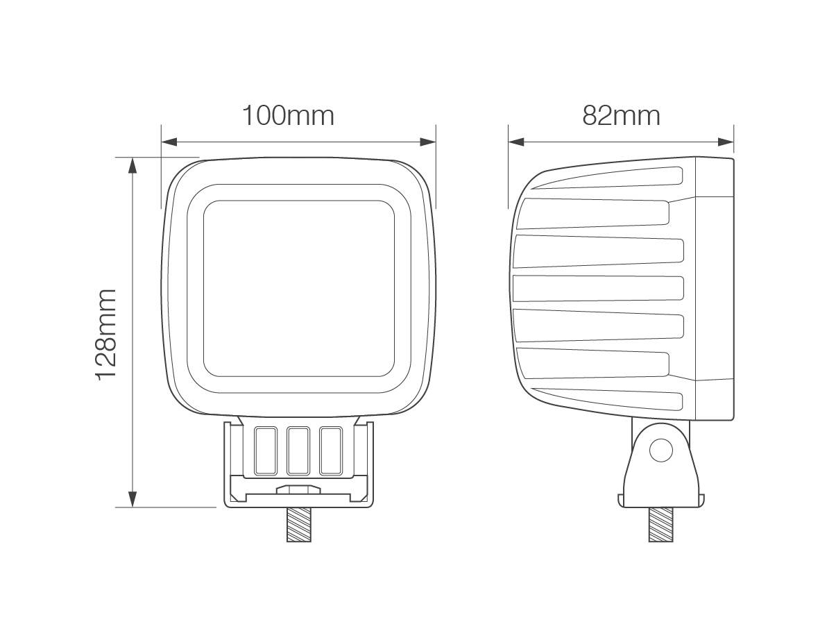 LED Arbeitsscheinwerfer, Serie 10030, Quadratisch, ECE-R10 12/24 Volt, Flutlicht