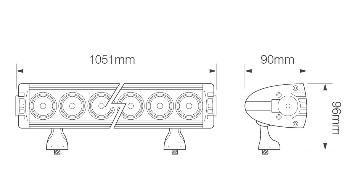 Lichtbalken, Arbeitsscheinwerfer, Länge 1051 mm, 21600 Lumen, 12/24 Volt, ECE