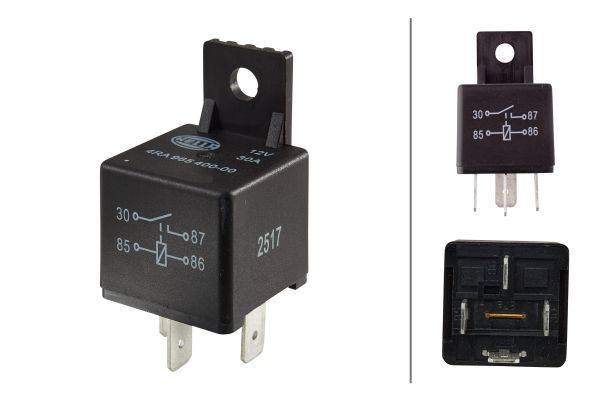 HELLA 4RA 965 400-001 Relais, Arbeitsstrom - 12V - 4-polig - Schaltbild: S1 - Stecker: A - Schließer