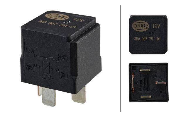 HELLA 4RA 007 791-011 Relais, Arbeitsstrom - 12V - 4-polig - Schaltbild: S2 - Stecker: B - Schließer