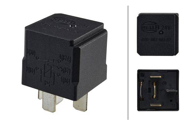 HELLA 4RD 007 903-021 Relais, Arbeitsstrom - 24V - 5-polig - Schaltbild: W3 - Stecker: B1 - Öffner/S
