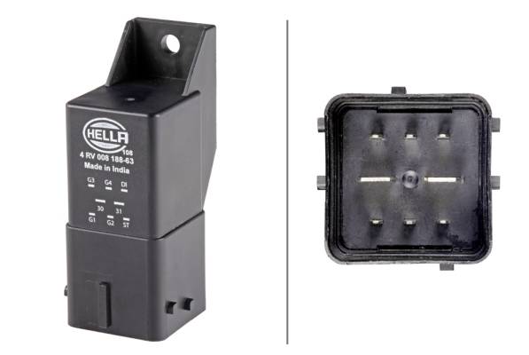 HELLA 4RV 008 188-631 Relais, Glühanlage - 12V - Anschlussanzahl: 8 - Zylinderanzahl: 4