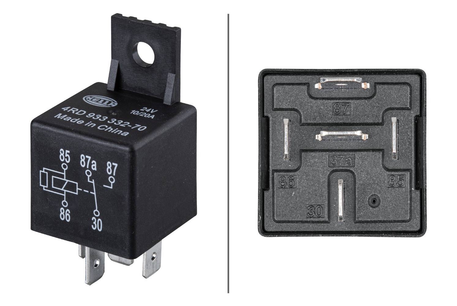 HELLA 4RD 933 332-701 Relais, Arbeitsstrom - 24V - 5-polig - Schaltbild: W2 - Stecker: B1 - Öffner/S