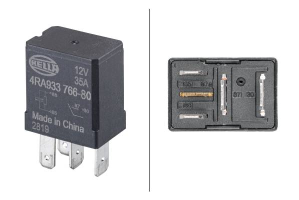 HELLA 4RA 933 766-801 Relais, Arbeitsstrom - 12V - 4-polig - Wechsler - Menge: 1
