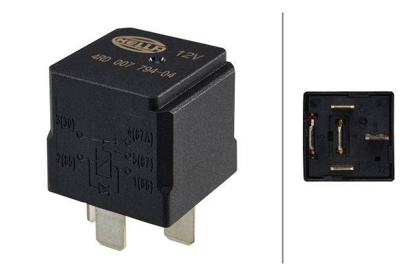 HELLA 4RD 007 794-041 Relais, Arbeitsstrom - 12V - 5-polig - Schaltbild: W3 - Stecker: B1 - Öffner/S