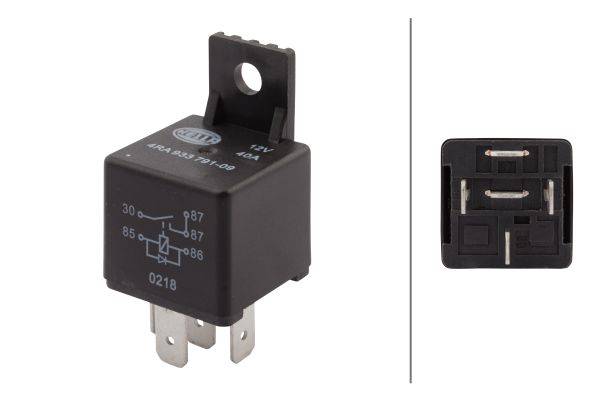 HELLA 4RA 933 791-091 Relais, Arbeitsstrom - 12V - 5-polig - Schließer - mit Halter/mit Löschdiode