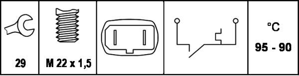 HELLA 6ZT 007 801-011 Temperaturschalter, Kühlerlüfter - 12V - Anschlussanzahl: 2 - Flachstecker - g
