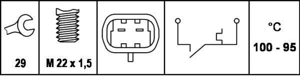 HELLA 6ZT 007 807-001 Temperaturschalter, Kühlerlüfter - 12V - Anschlussanzahl: 2 - Flachstecker - S