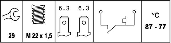 HELLA 6ZT 007 800-031 Temperaturschalter, Kühlerlüfter - 12V - Anschlussanzahl: 2 - Flachstecker - g