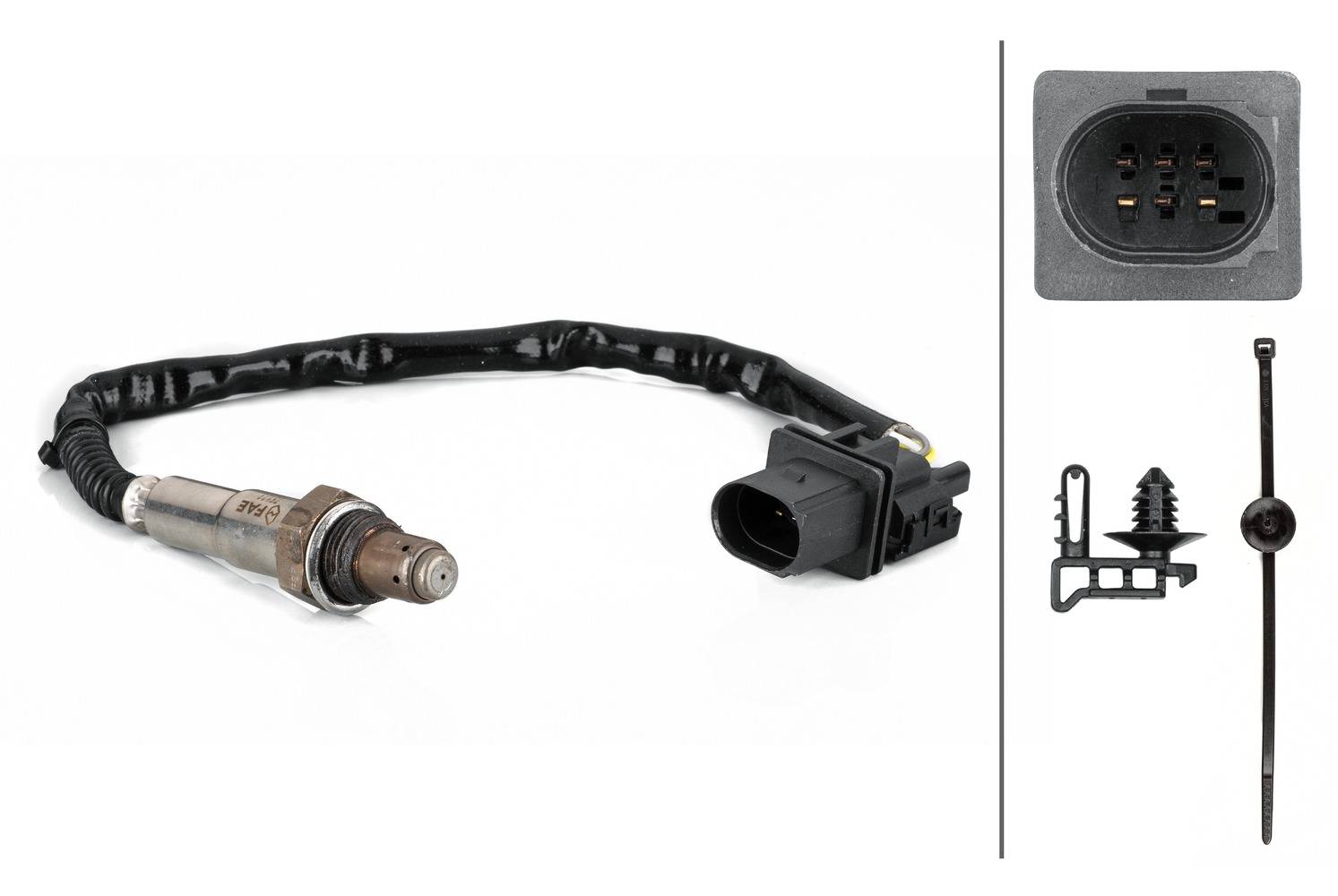 HELLA 6PA 358 103-141 Lambdasonde - 6-polig - Kabel: 292mm - mit Anbaumaterial