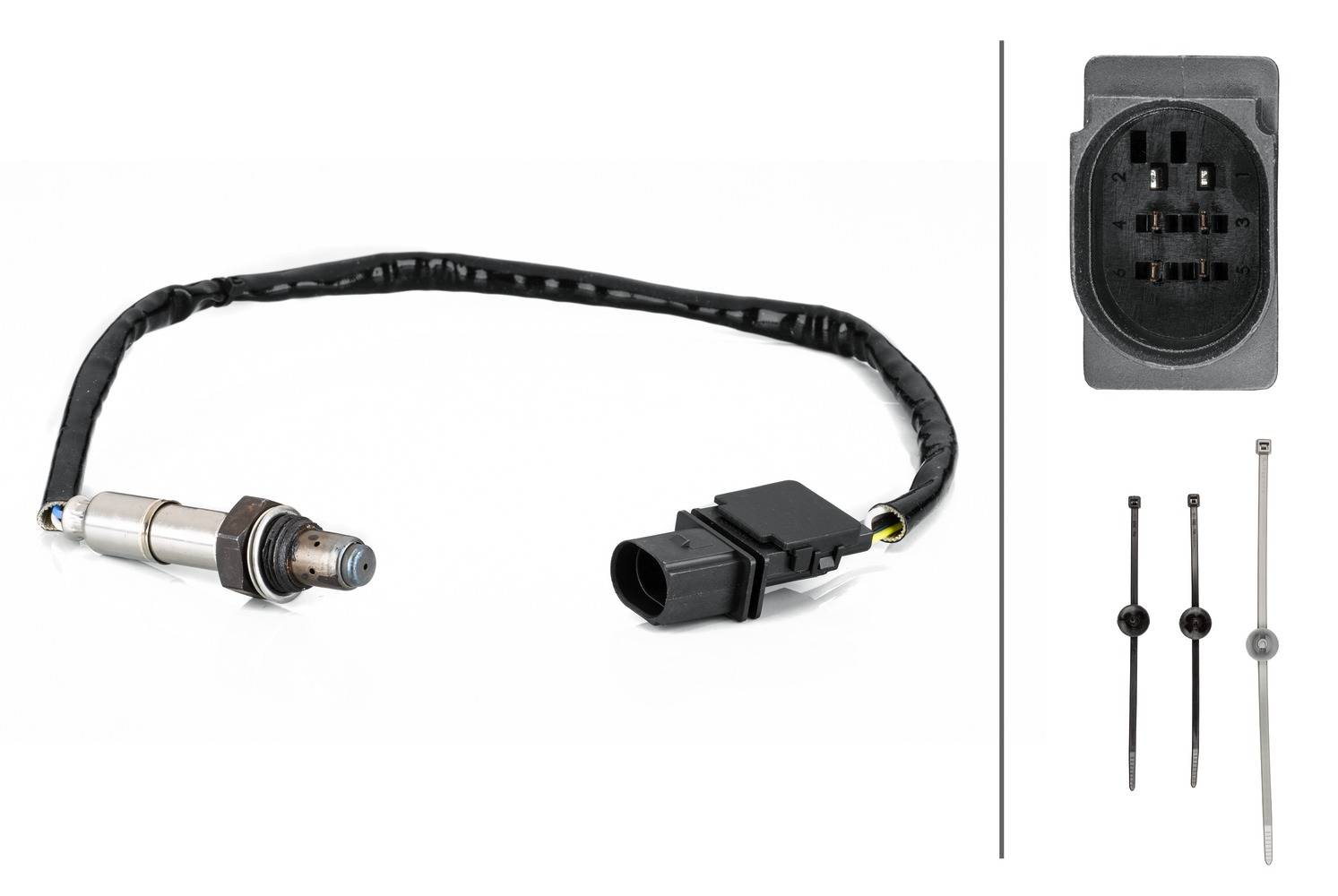 HELLA 6PA 358 103-101 Lambdasonde - 6-polig - Kabel: 545mm - mit Befestigungsmaterial