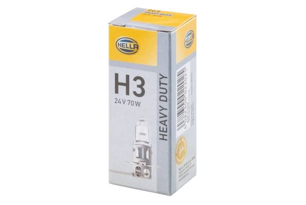 HELLA 8GH 002 090-253 Glühlampe - H3 - Heavy Duty - 24V - 70W - Sockelausführung: PK 22 S - Schachte