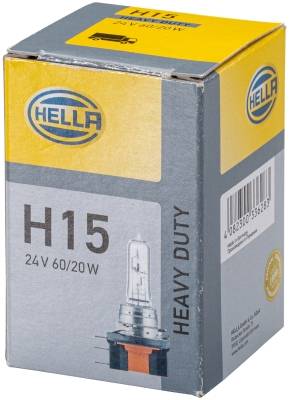 HELLA 8GJ 168 119-241 Glühlampe - H15 - Heavy Duty - 24V - 60/20W - Sockelausführung: PGJ23t-1 - Sch