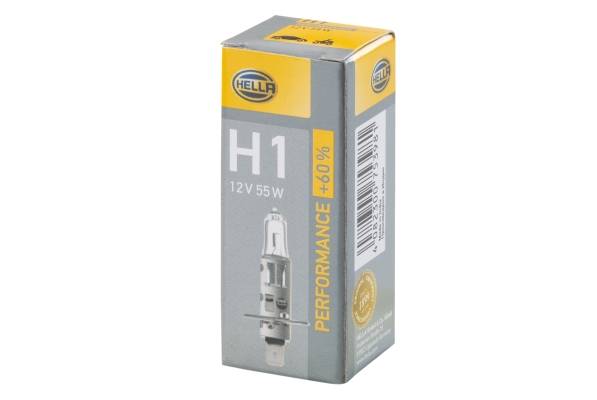 HELLA 8GH 223 498-211 Glühlampe - H1 - Performance up to 60% - 12V - 55W - Sockelausführung: P 14,5