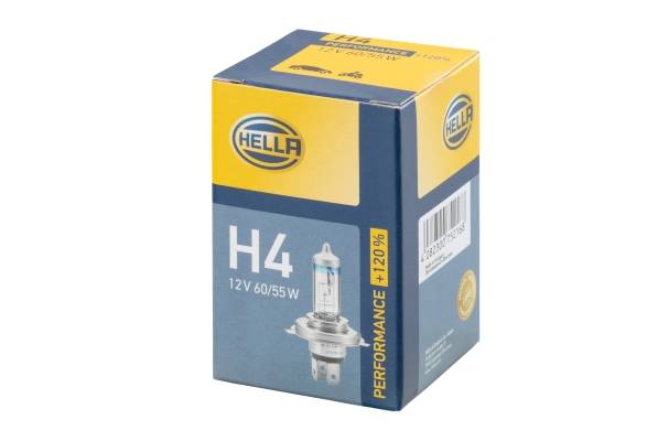 HELLA 8GJ 223 498-021 Glühlampe - H4 - Performance up to 120% - 12V - 60/65W - Sockelausführung: P 4