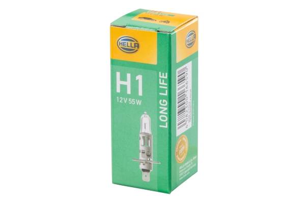 HELLA 8GH 002 089-351 Glühlampe - H1 - Long Life up to 3x longer lifetime - 12V - 55W - Sockelausfüh