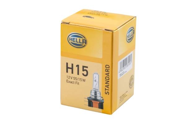 HELLA 8GJ 168 119-001 Glühlampe - H15 - Standard - 12V - 55/15W - Sockelausführung: PGJ23t-1 - Schac
