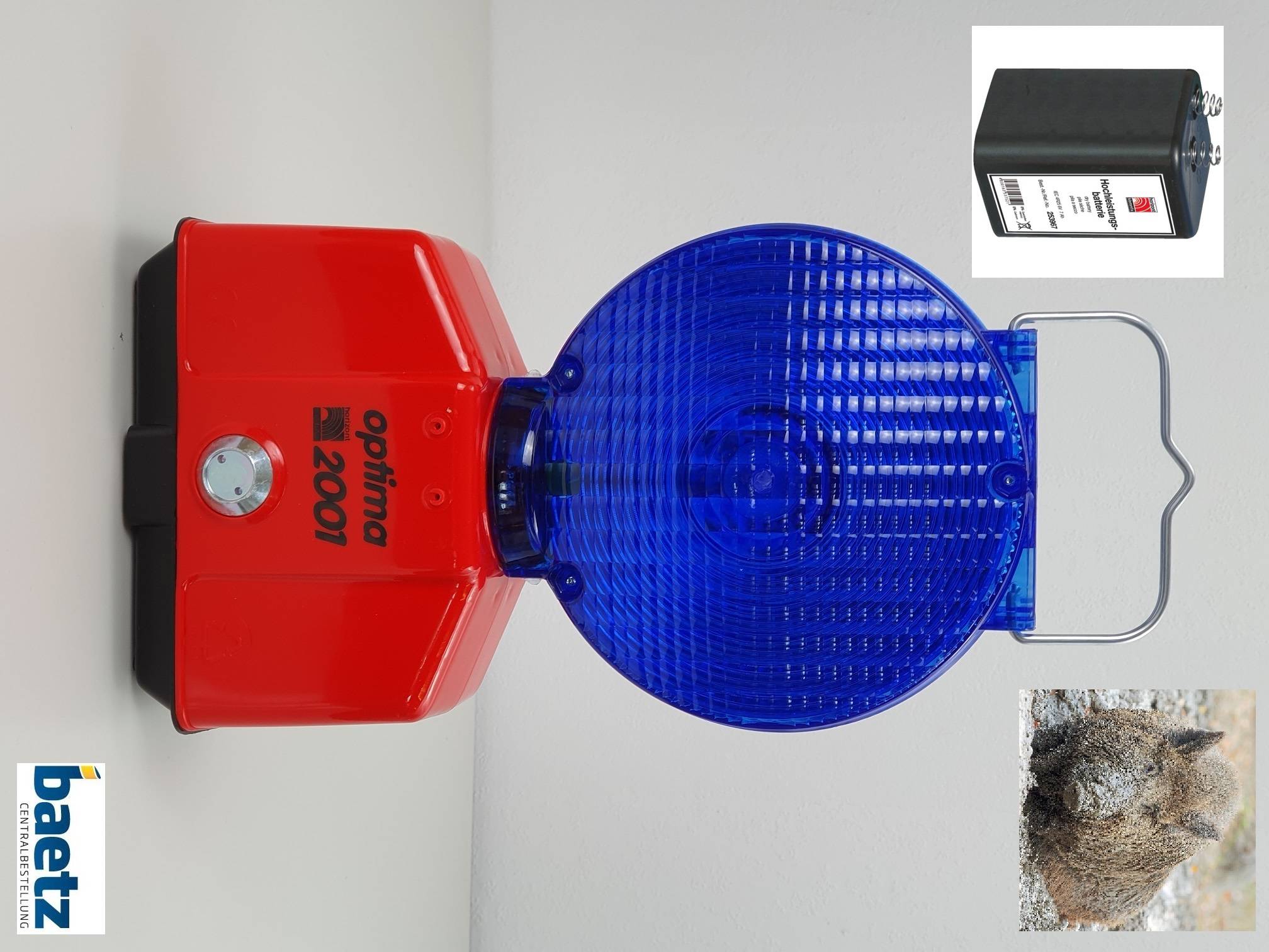 Wildschreck, zweiseitig blau, 7 Ah Batterien